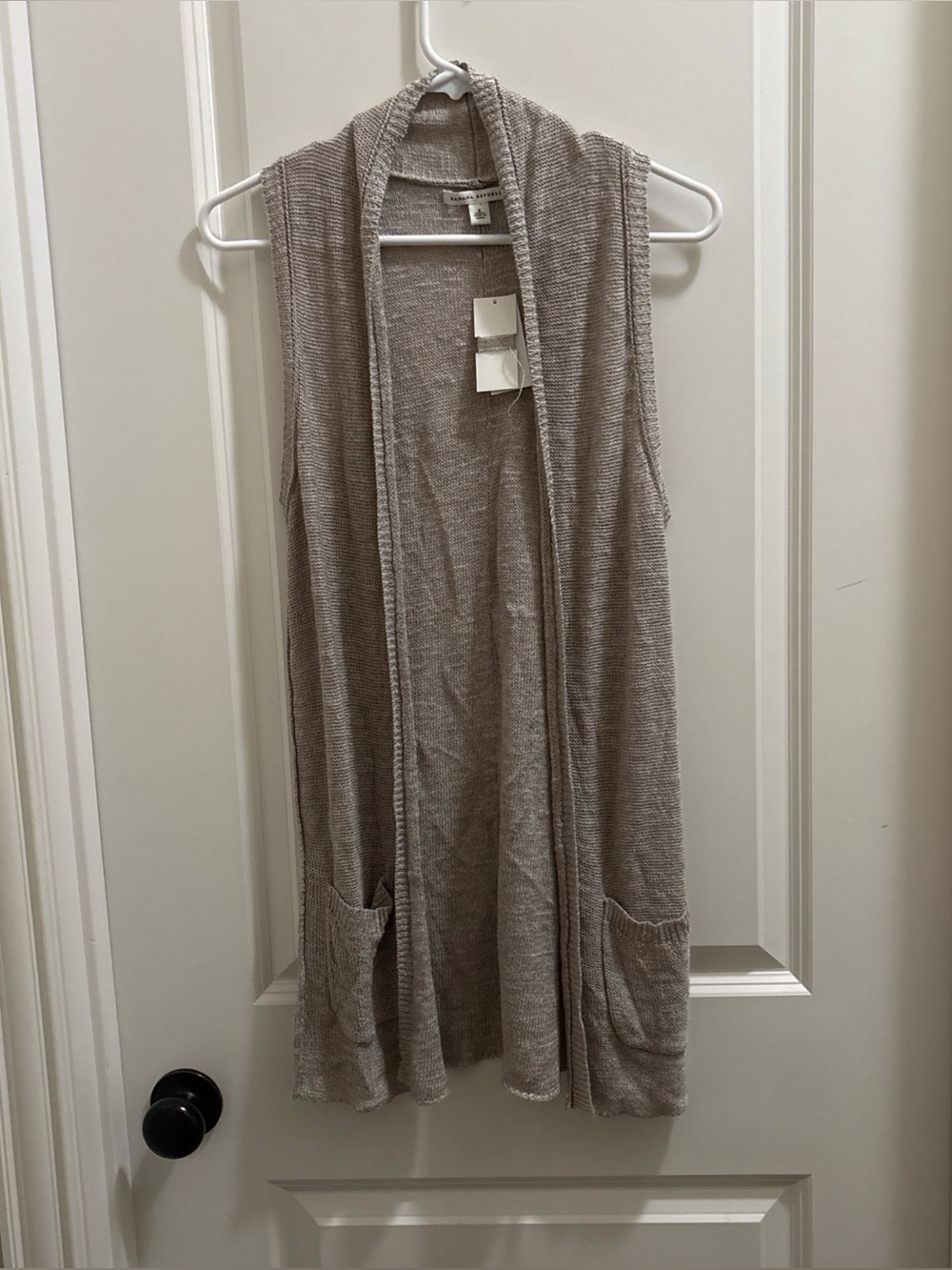 NWT Women’s Banana Republic Sleeveless Chunky Vest Tan Linen Blend Size Small
